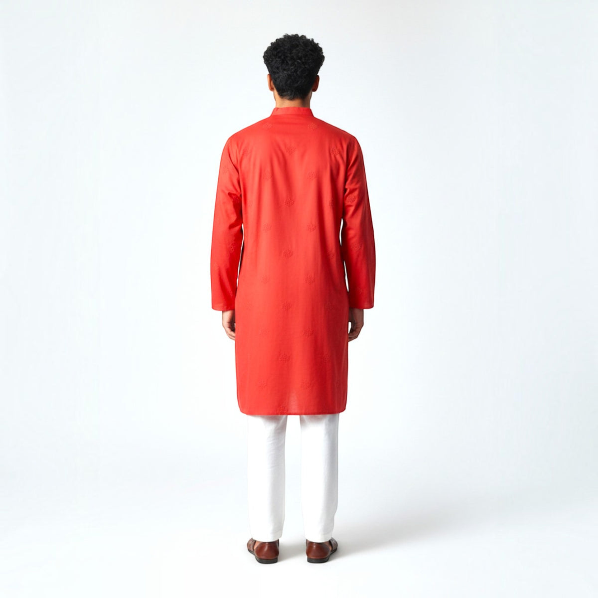 Dark Red Chikankari Cotton Kurta