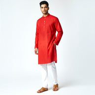 Dark Red Chikankari Cotton Kurta
