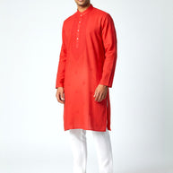 Dark Red Chikankari Cotton Kurta