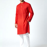 Dark Red Chikankari Cotton Kurta