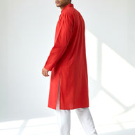 Dark Red Chikankari Cotton Kurta