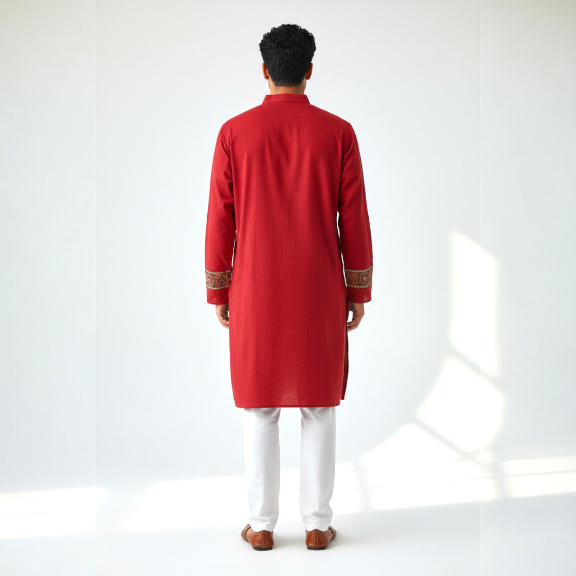 Maroon Mirror Work Cotton Kurta