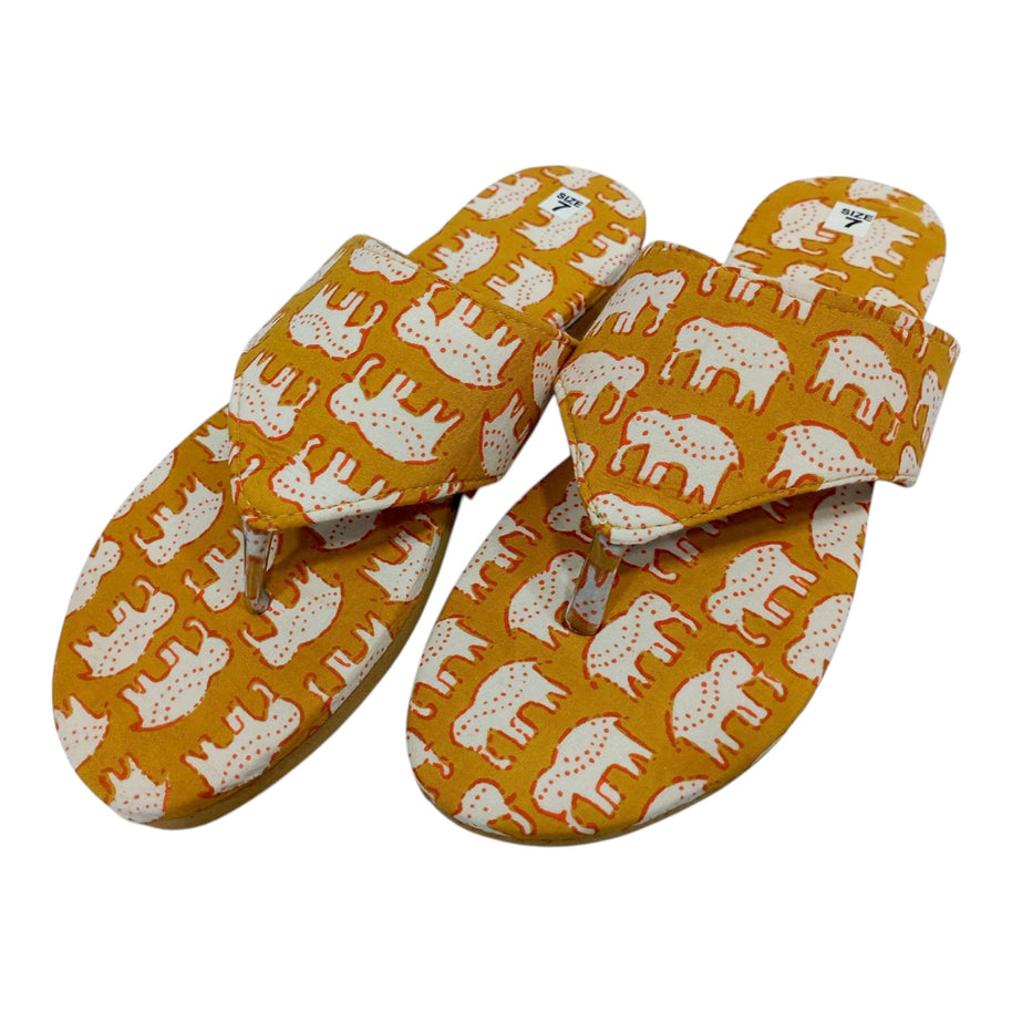 Mustard Animal Handblock Print Chappal