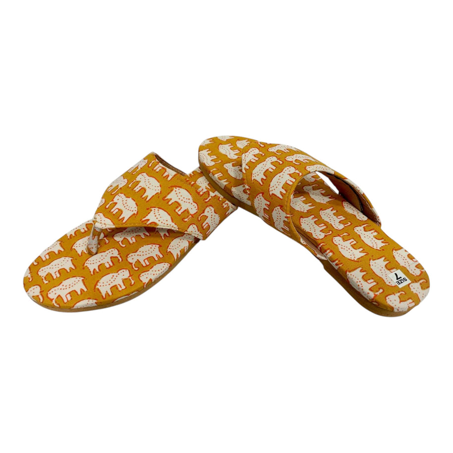 Mustard Animal Handblock Print Chappal