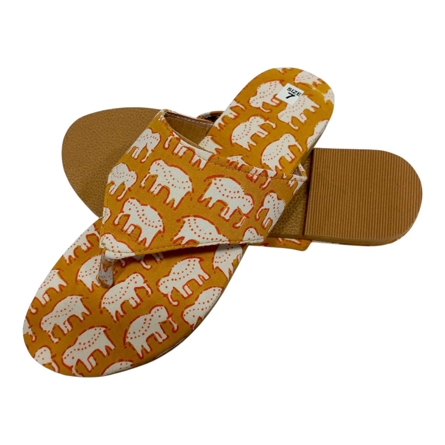 Mustard Animal Handblock Print Chappal