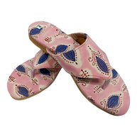 Pink Blue Leaf Handblock Print Chappal