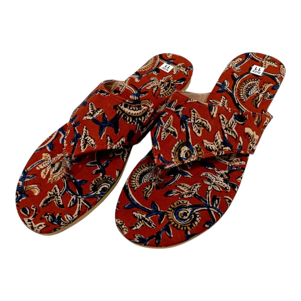 Maroon Floral Handblock Print Chappal