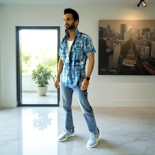 Artsy Hand Block Print Mens Shirt