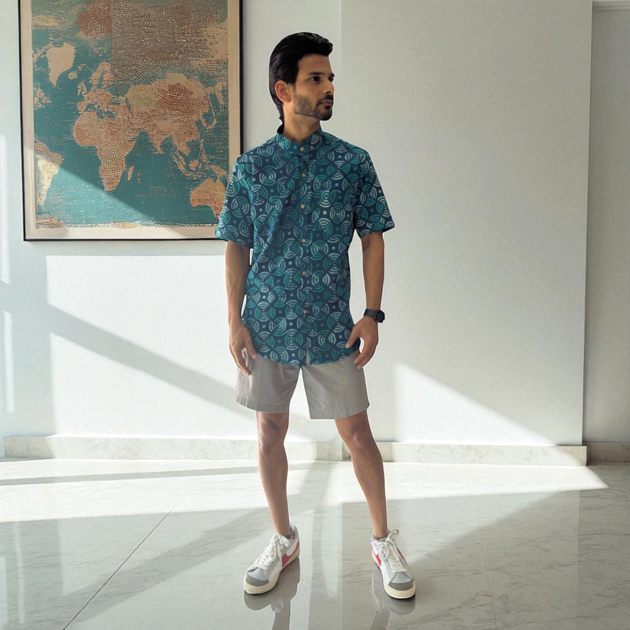 Artsy Hand Block Print Mens Shirt