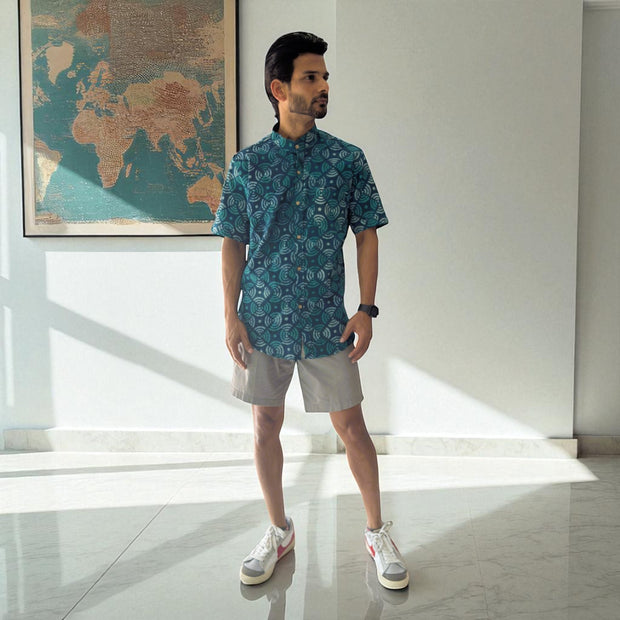 Artsy Hand Block Print Mens Shirt