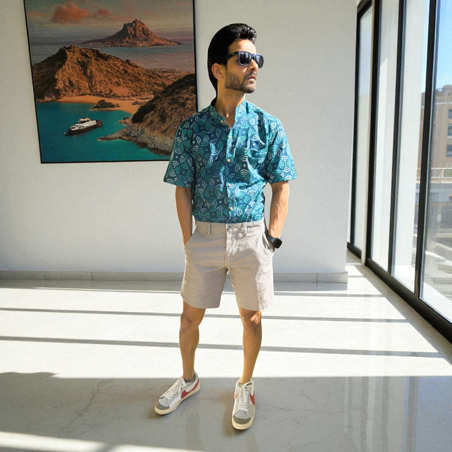 Artsy Hand Block Print Mens Shirt