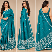 Teal Green Elegance Tussar Saree