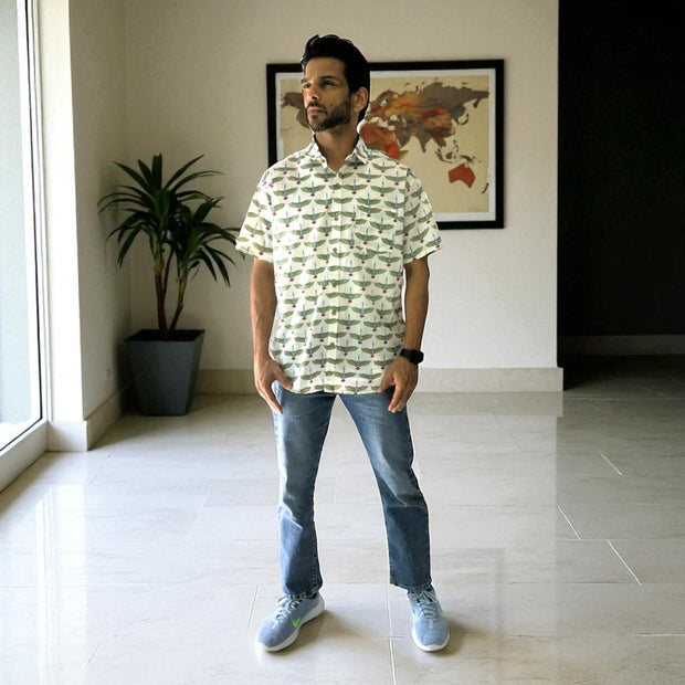 Artsy Hand Block Print Mens Shirt