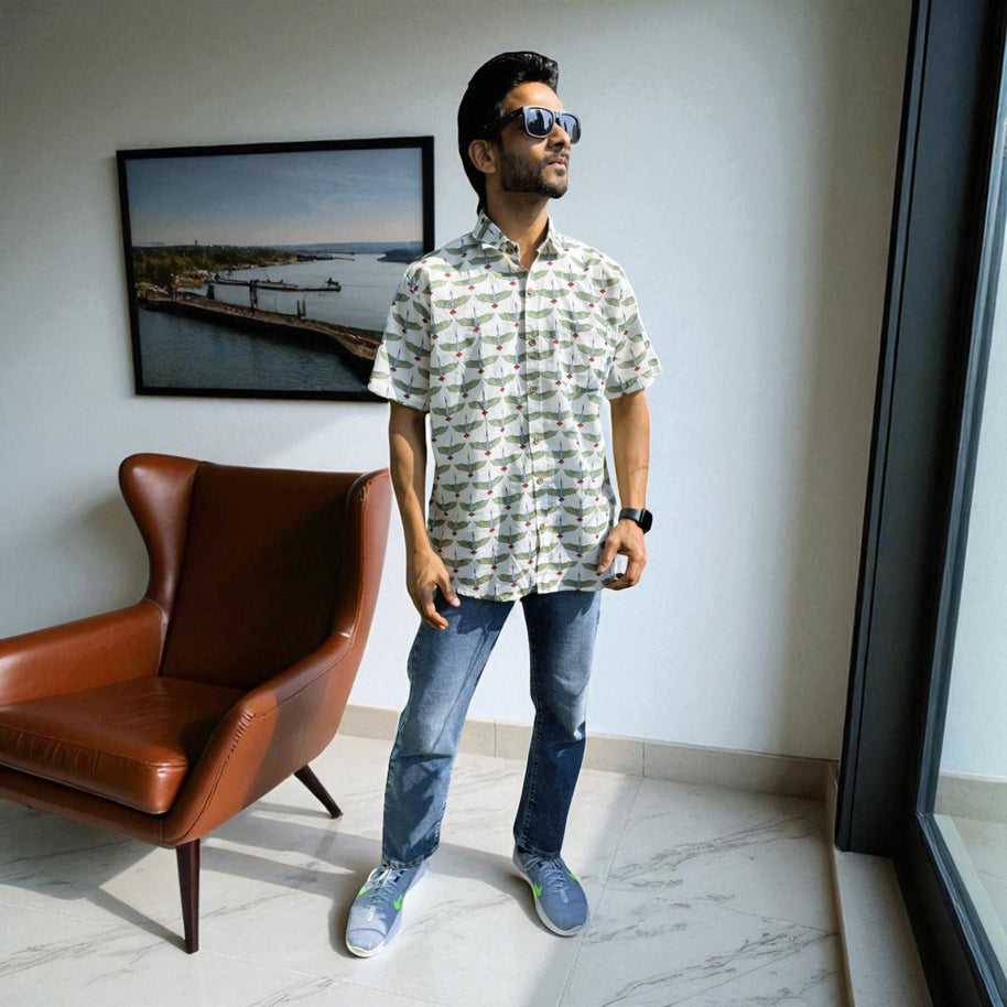Artsy Hand Block Print Mens Shirt