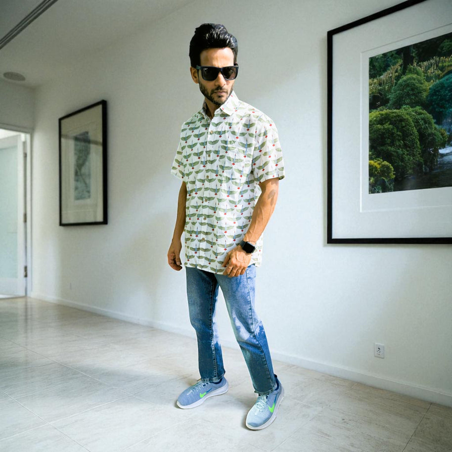 Artsy Hand Block Print Mens Shirt