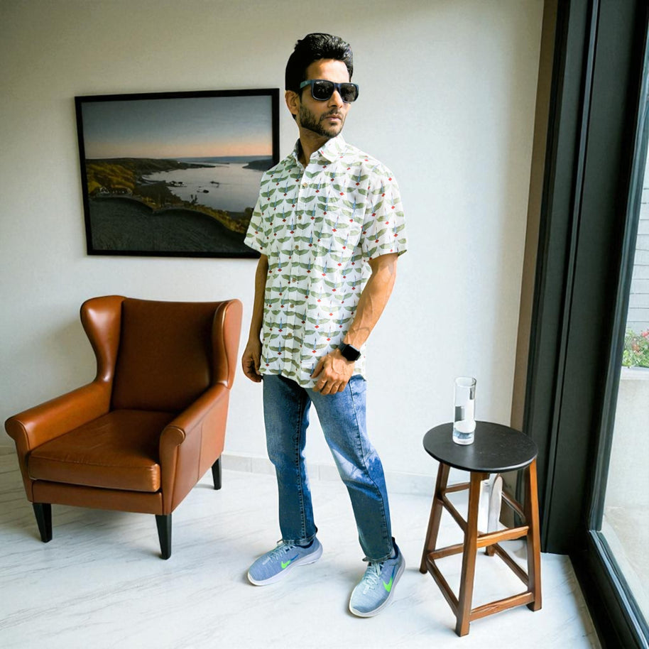 Artsy Hand Block Print Mens Shirt
