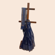 Blue Stripe Handblock Kota Cotton Saree