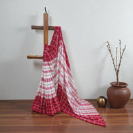 White Red Check Handwoven Cotton Saree