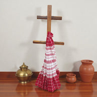 White Red Check Handwoven Cotton Saree
