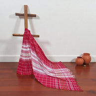 White Red Stripe Handwoven Cotton Saree