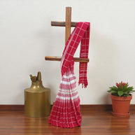 White Red Stripe Handwoven Cotton Saree