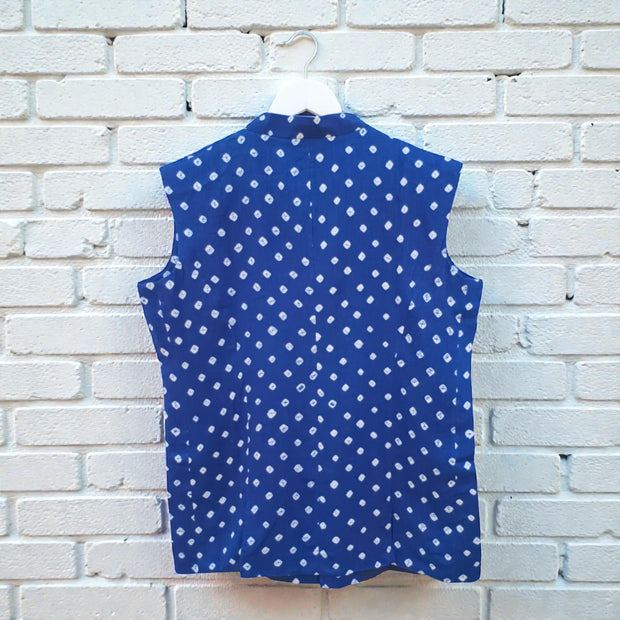 Blue Bandhani Cotton Jacket