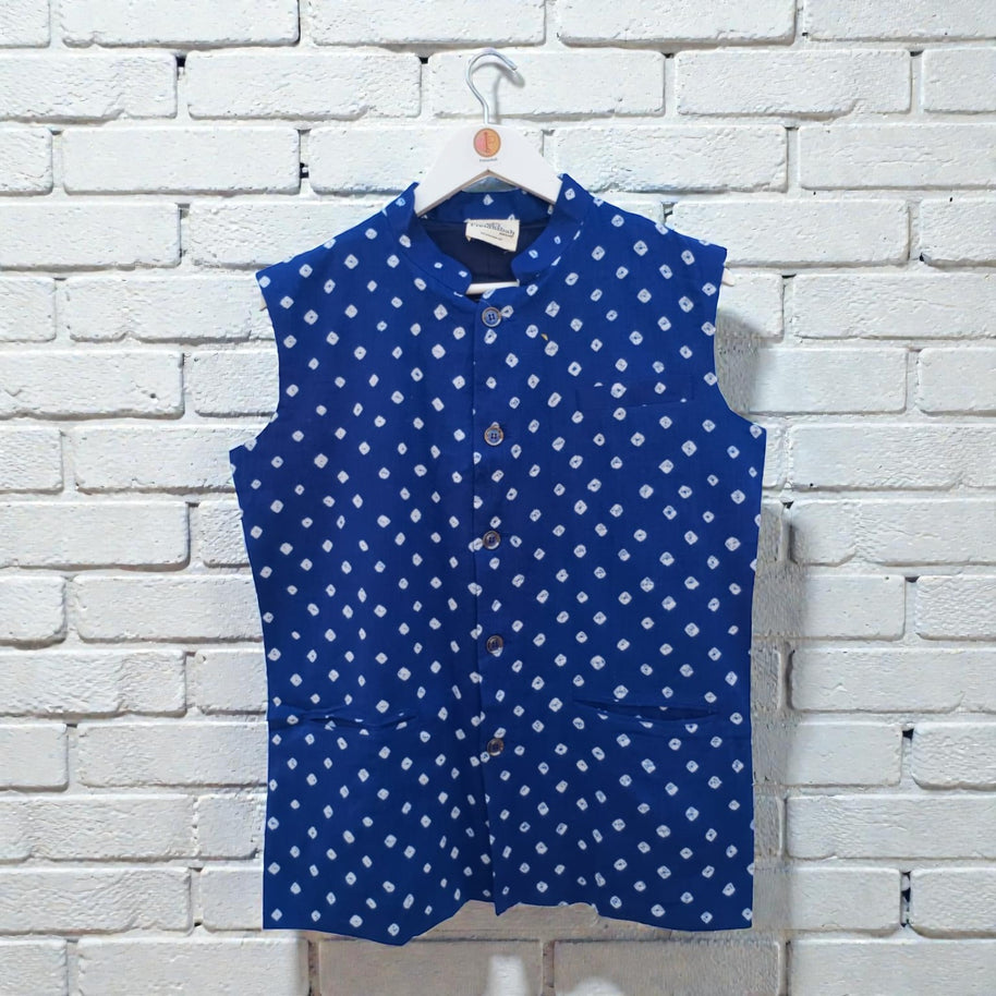 Blue Bandhani Cotton Jacket