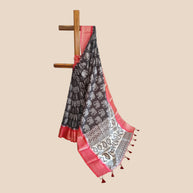 Black Soft Litchi Silk Saree