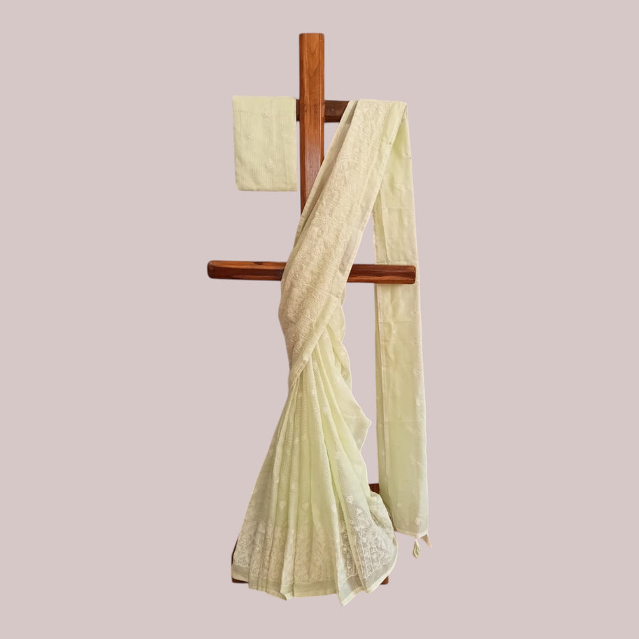 Light Green Kota Doriya Cotton Saree