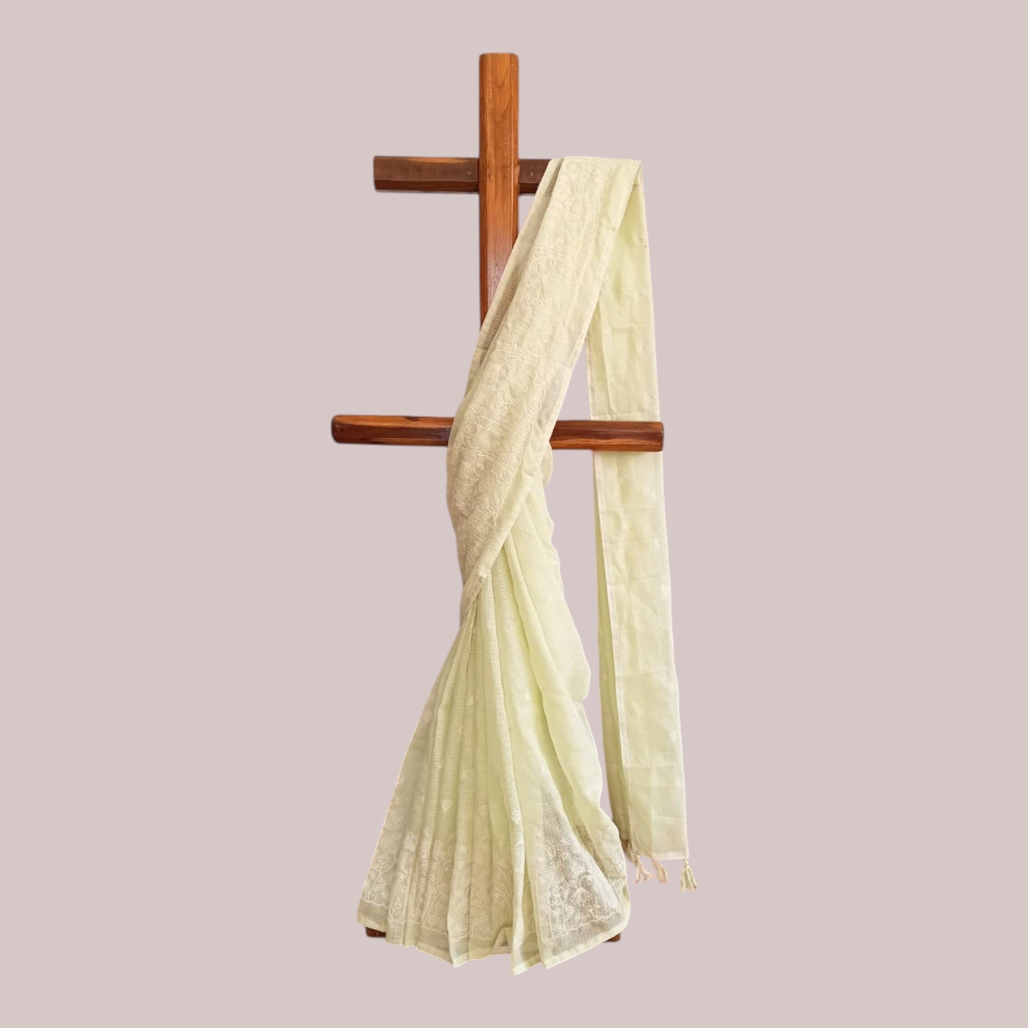 Light Green Kota Doriya Cotton Saree