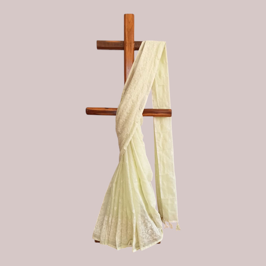 Light Green Kota Doriya Cotton Saree