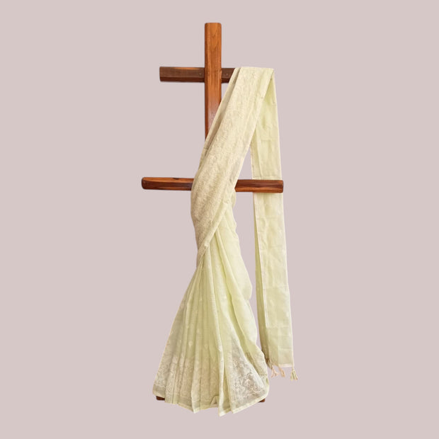 Light Green Kota Doriya Cotton Saree