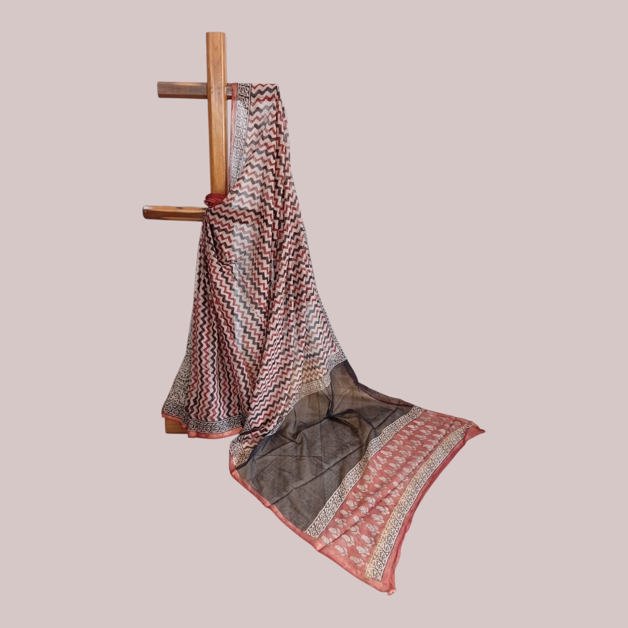 Offwhite Maroon Stripe Kota Cotton Saree