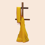 Yellow Plain Handwoven Cotton Saree