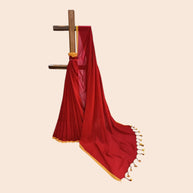 Red Plain Handwoven Cotton Saree