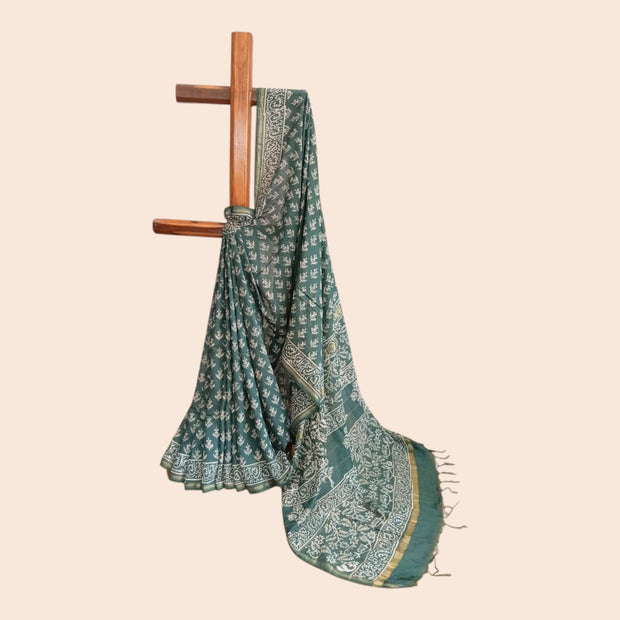 Aarvi Handblock Chanderi Silk Saree