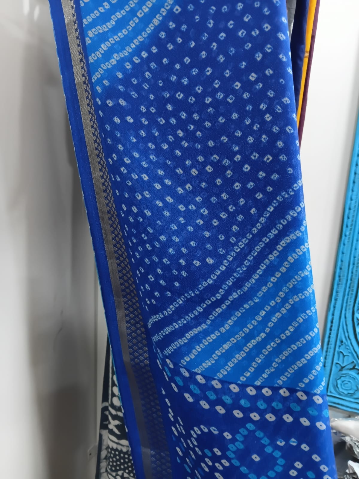 Royal Blue Bandhani Georgette Saree