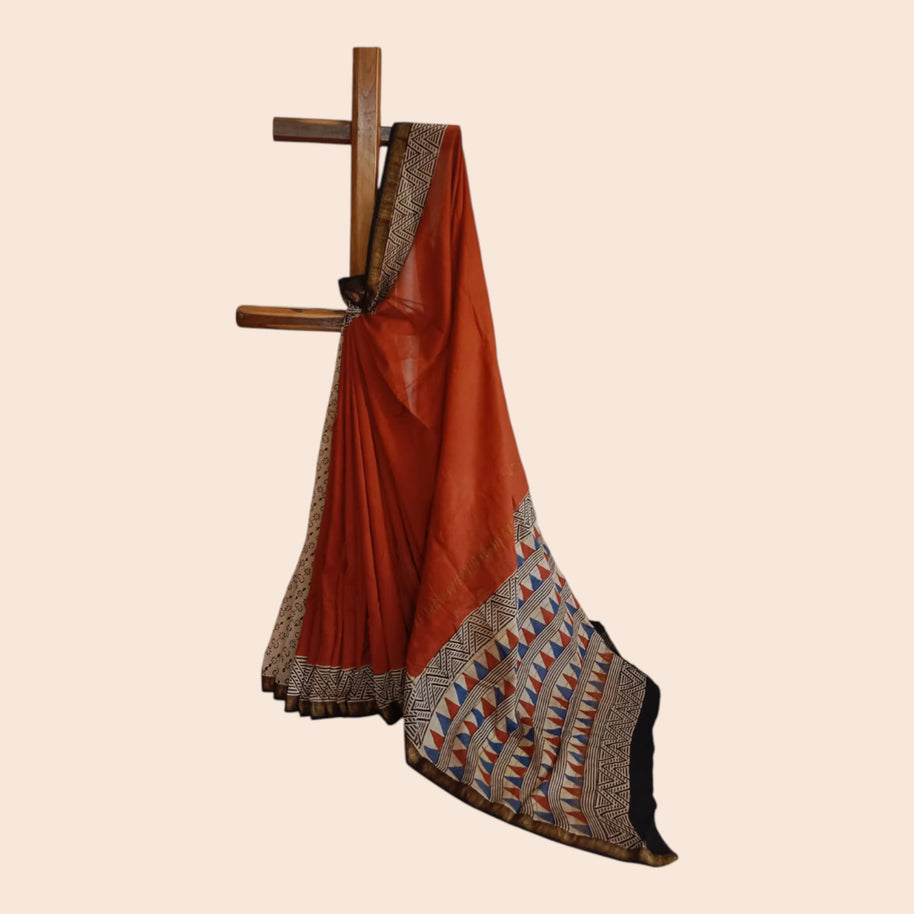 Maroon Plain Maheswari Silk Saree