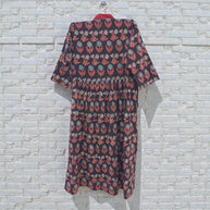 Black Grey Floral Alia Cut Cotton Kurta