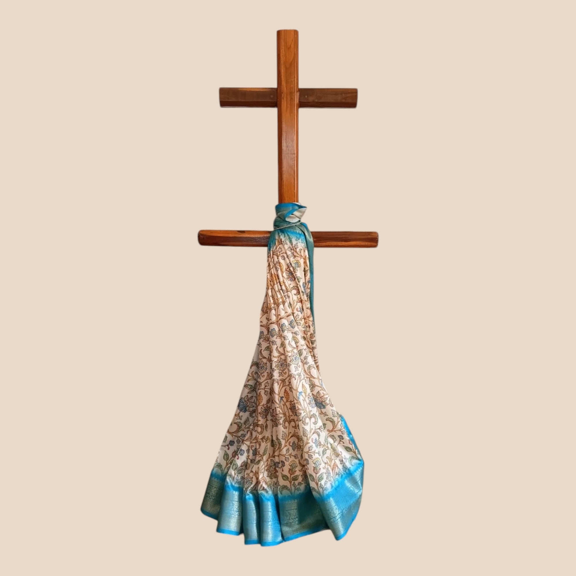 Cream Soft Litchi Silk Saree