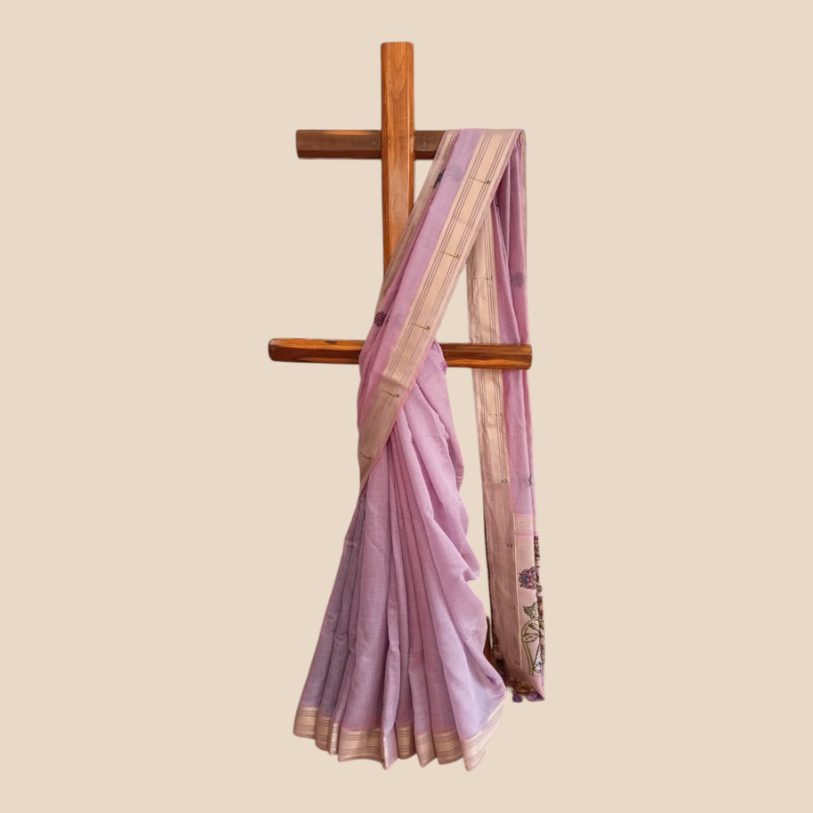 Purple Paithani Munga Cotton Saree