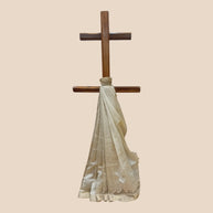 Light Brown Tussar Cutwork Silk Saree