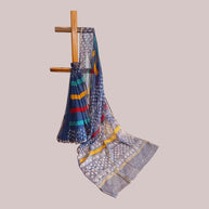 Blue Multi Stripe Kota Cotton Saree