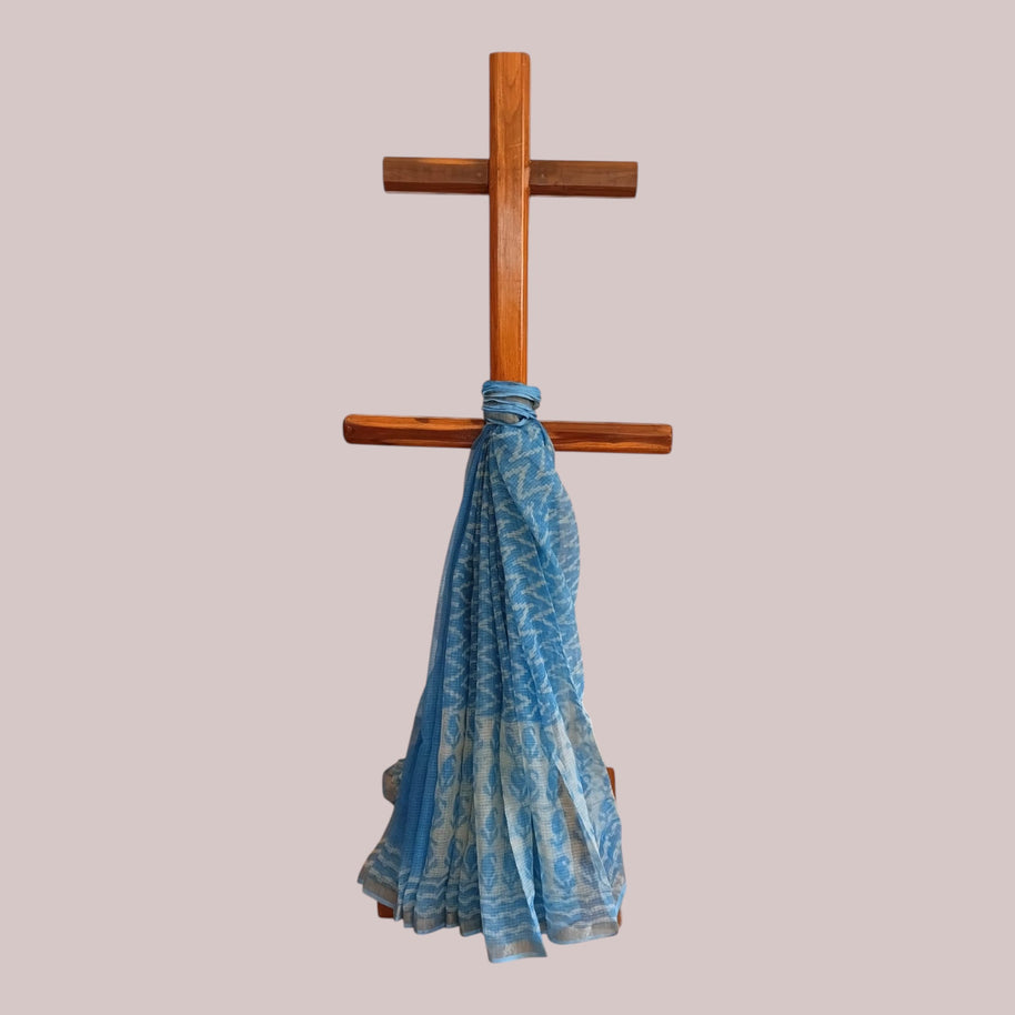 Blue Leaf Handblock Kota Cotton Saree
