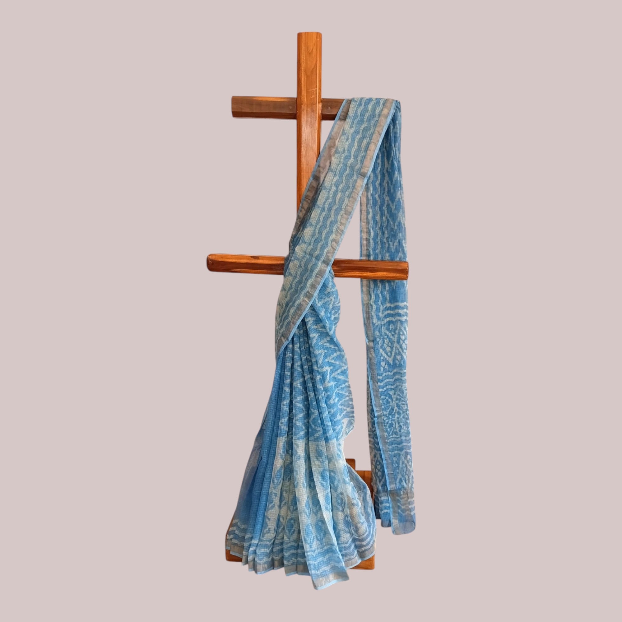 Blue Leaf Handblock Kota Cotton Saree