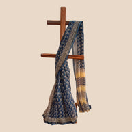 Blue Offwhite Handblock Kota Cotton Saree