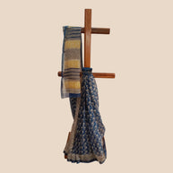 Blue Offwhite Handblock Kota Cotton Saree
