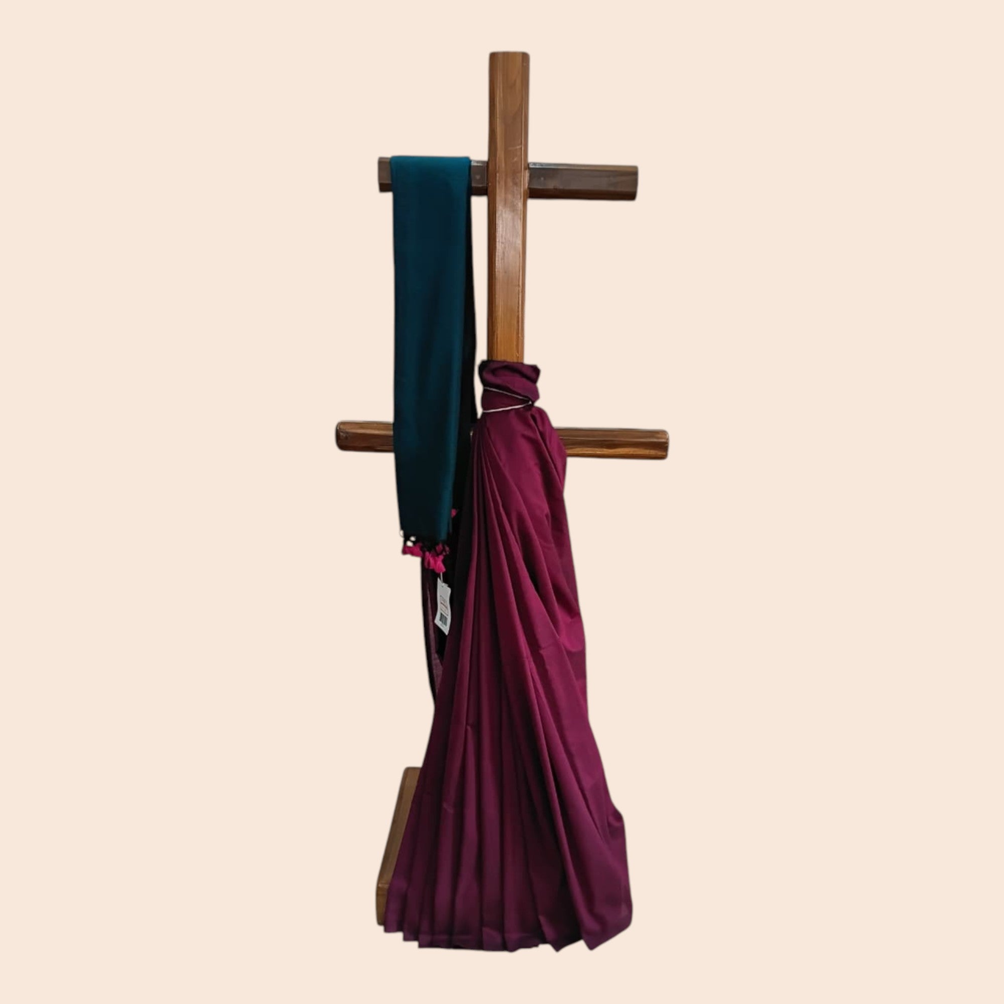 Purple Teal Handloom Cotton Saree