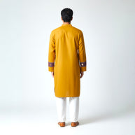 Mustard Mirror Work Cotton Kurta