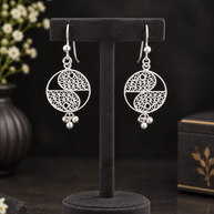 Circle Silver Filigree Earrings
